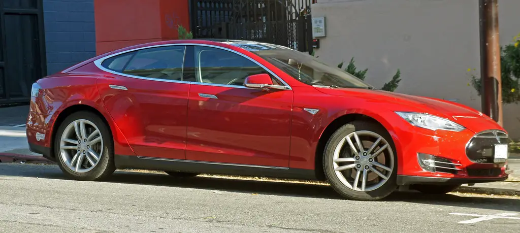 Red Tesla Model S EV