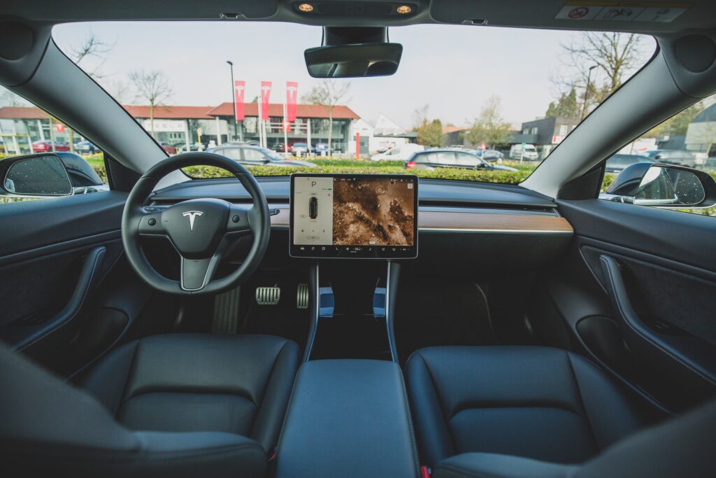 teslas leather seats