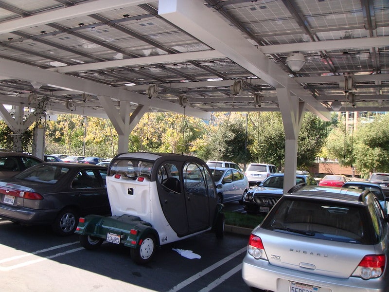 electric car in parking lot